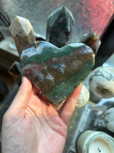 Load image into Gallery viewer, Moss Agate Heart w/ Stand