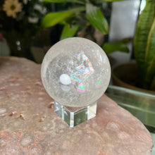 Load image into Gallery viewer, Clear Quartz Sphere w rainbow inclusions