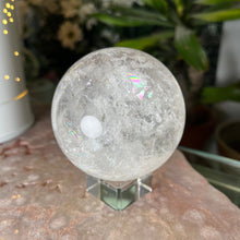 Load image into Gallery viewer, Clear Quartz Sphere w rainbow inclusions
