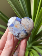 Load image into Gallery viewer, Blue Flower Agate Heart
