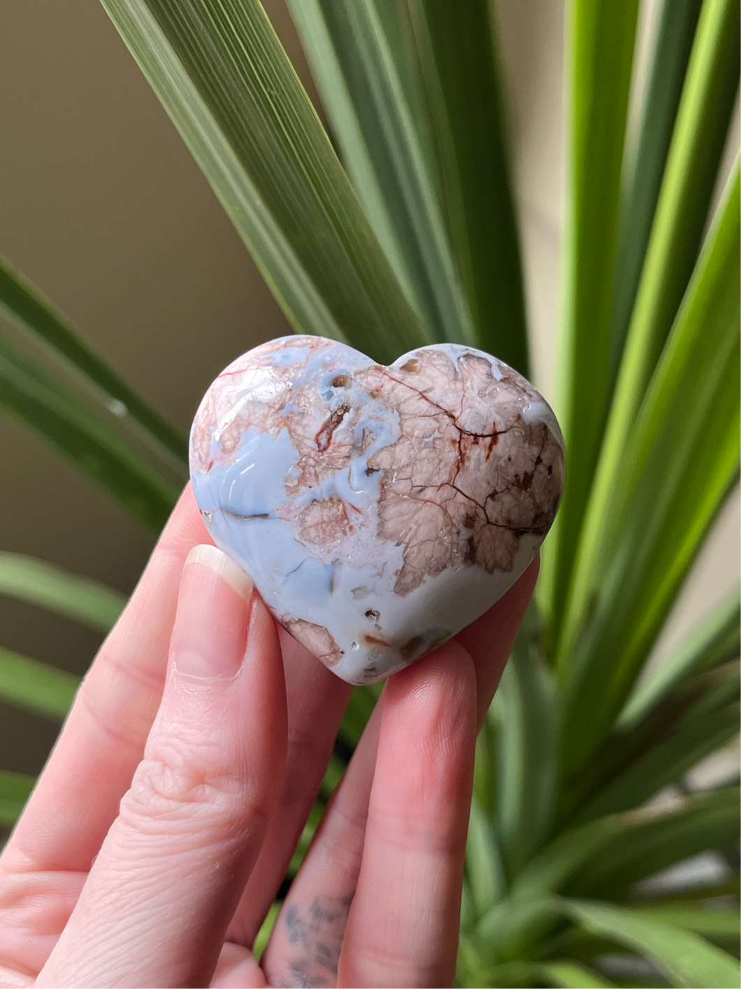 Blue Flower Agate Heart